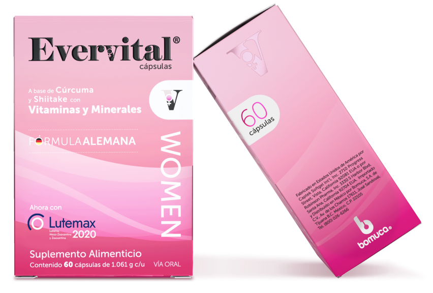 dos cajas de evervital women una recargada en la otra